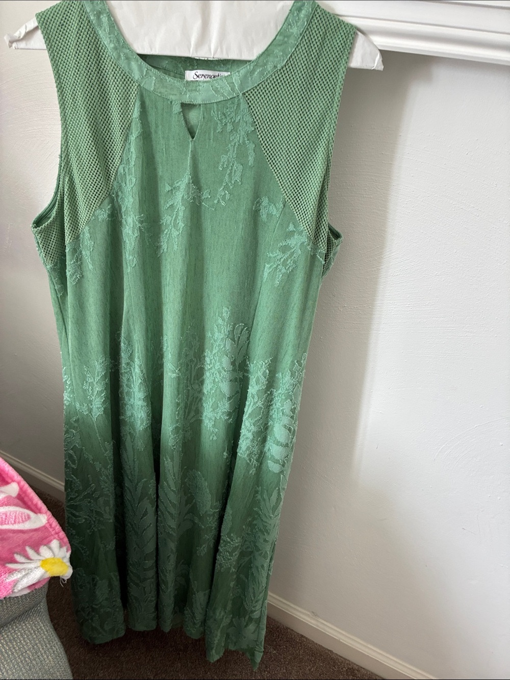 Serengeti Sleeveless Mint Green Embroidered Maxi Dress